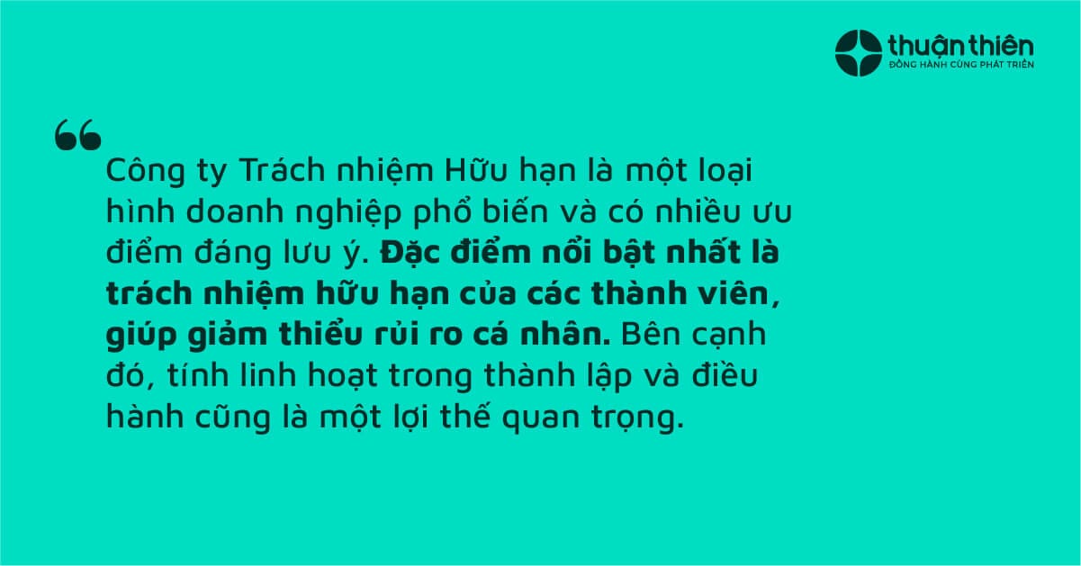 Đặc điểm nổi bật nhất là trách nhiệm hữu hạn của các thành viên, giúp giảm thiểu rủi ro cá nhân