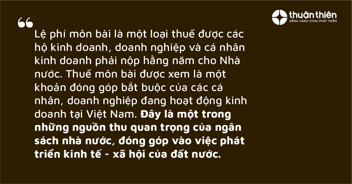 Thuế M&ocirc;n B&agrave;i l&agrave; một trong những nguồn thu quan trọng của ng&acirc;n s&aacute;ch nh&agrave; nước, đ&oacute;ng g&oacute;p v&agrave;o việc ph&aacute;t triển kinh tế - x&atilde; hội của đất nước.