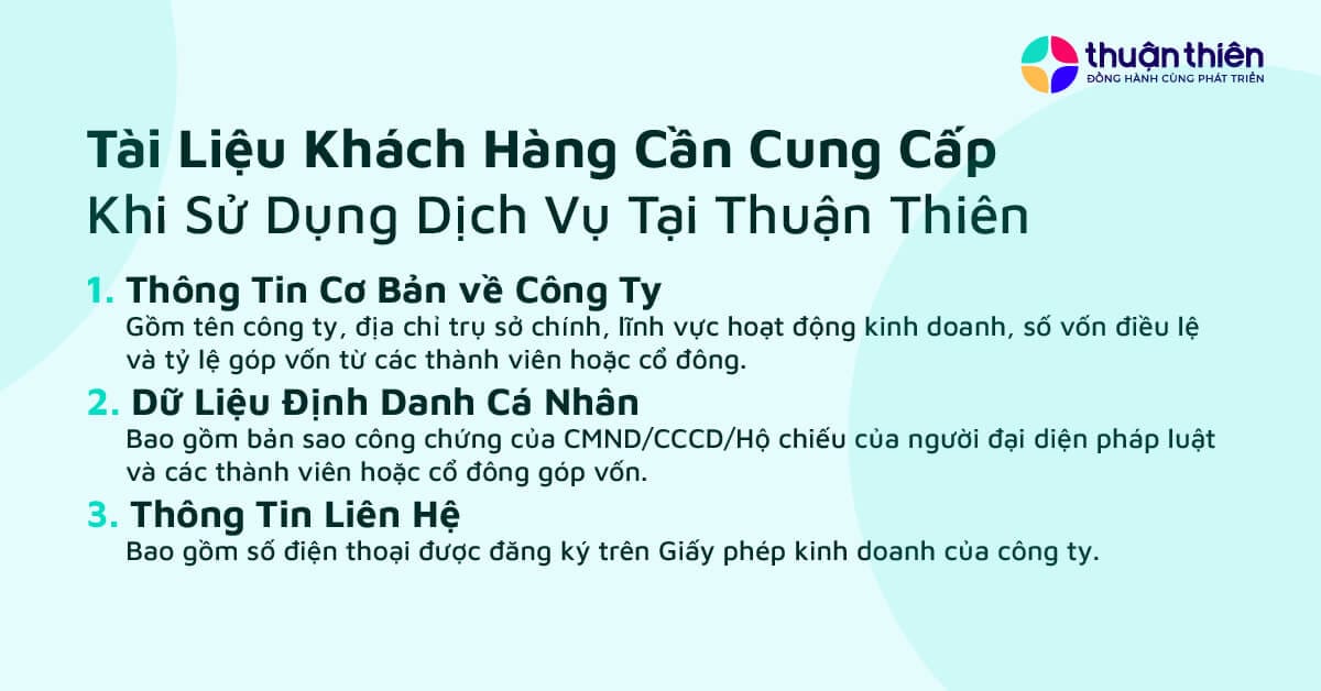 Bạn chỉ cần cung cấp 3 thông tin cơ bản là: Thông tin cơ bản về công ty, dữ liệu định danh cá nhân và thông tin liên hệ.