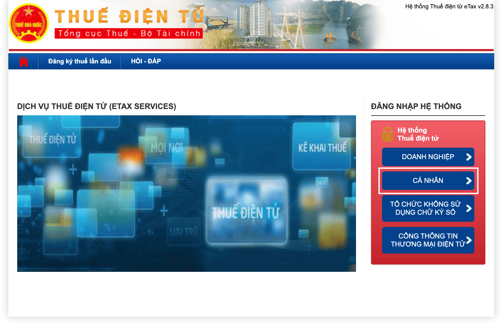 Truy cập vào tổng cục thuế