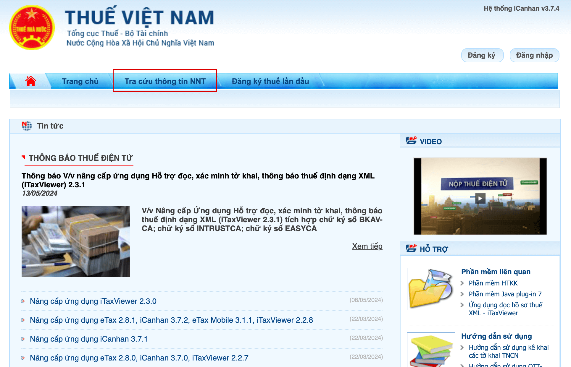 Bước 2 chọn "Tra cứu thông tin NNT"