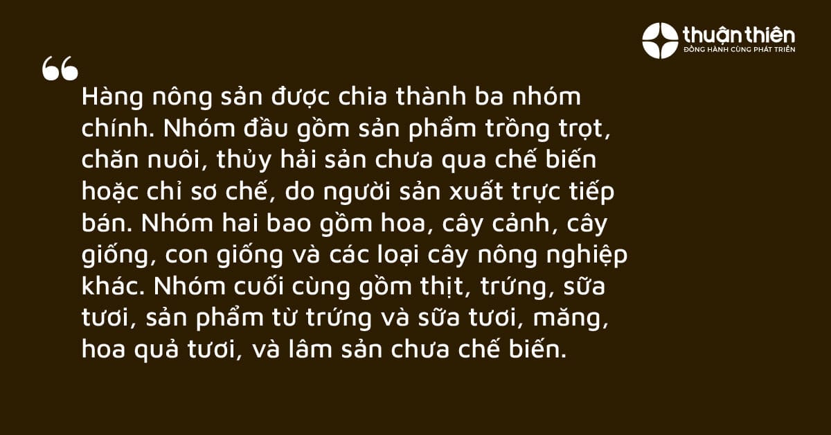 Định nghĩa hàng nông sản, thủy sản, trồng trọt và chăn nuôi