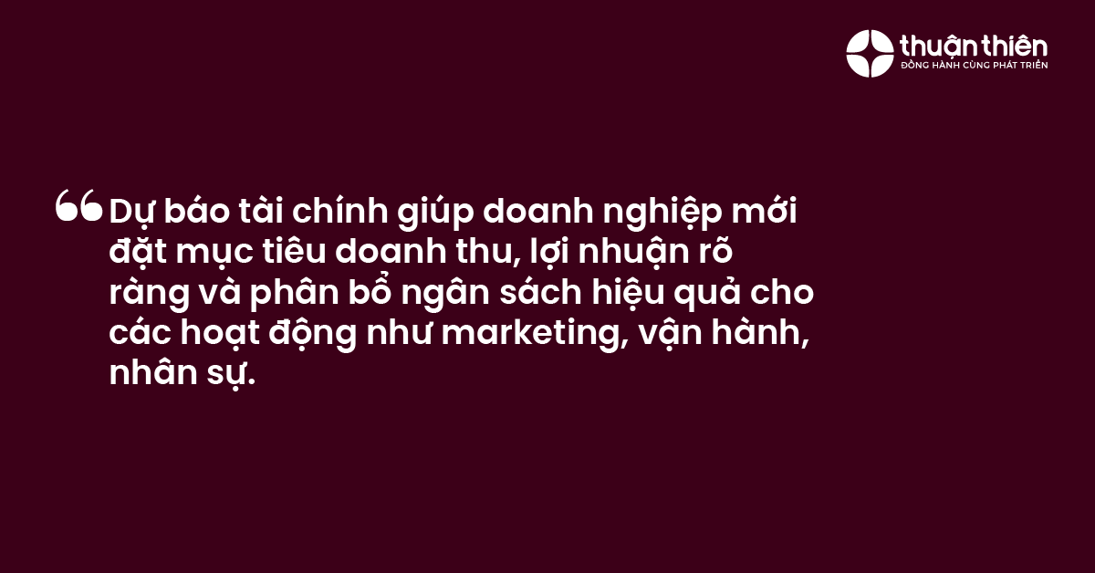 Dự báo tài chính giúp doanh nghiệp mới đặt mục tiêu doanh thu, lợi nhuận rõ ràng và phân bổ ngân sách hiệu quả cho các hoạt động như marketing, vận hành, nhân sự.